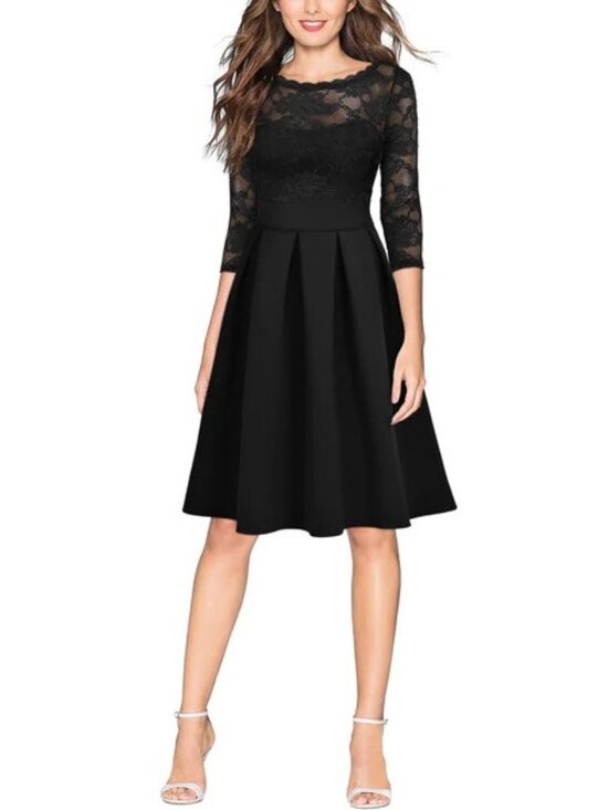 Miusol Dresses & Skirts - NWT Miusol Womens Illusion Lace Deep Black Size M Pleated  A-Line Dress